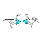 Velociraptor Dinosaur Charm Earrings Stud Sterling Silver - Earrings - Aurora Tears